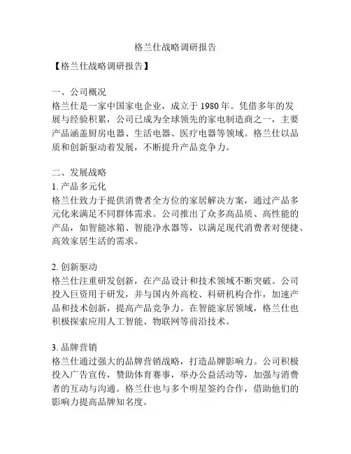 格兰仕战略调研报告