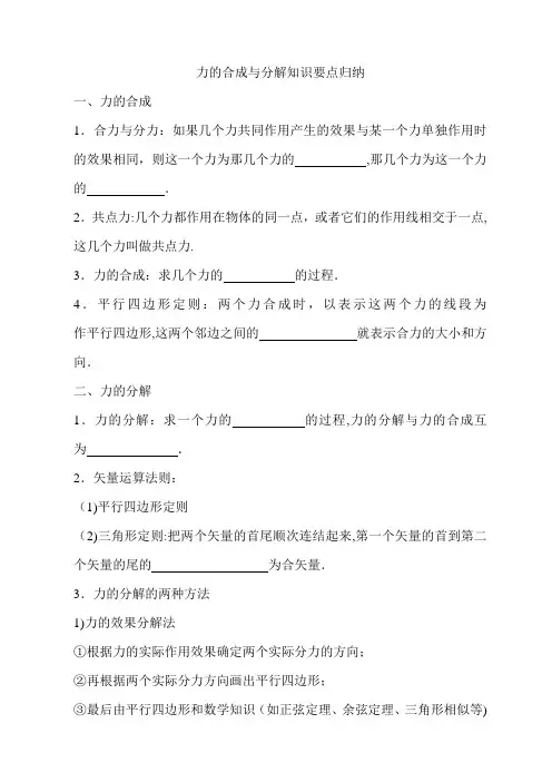 力的合成与分解归纳总结