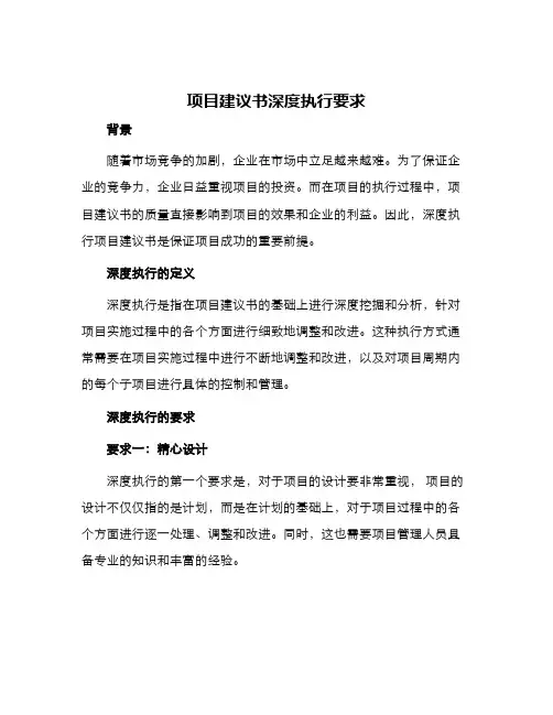 项目建议书深度执行要求