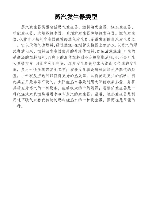 蒸汽发生器类型