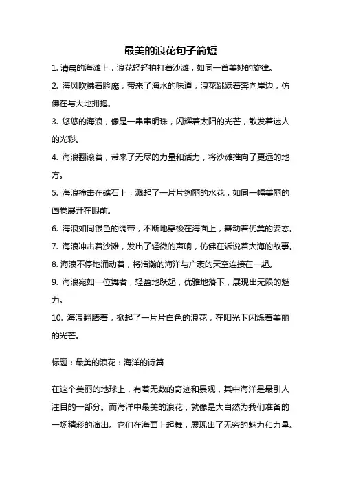 最美的浪花句子简短