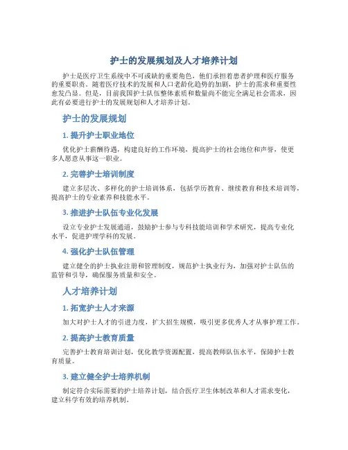 护士的发展规划及人才培养计划
