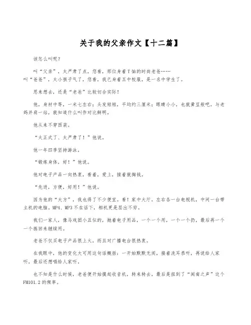 关于我的父亲作文【十二篇】