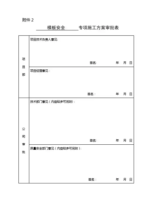 危险性较大分部分项及深基坑专项施工方案审批表