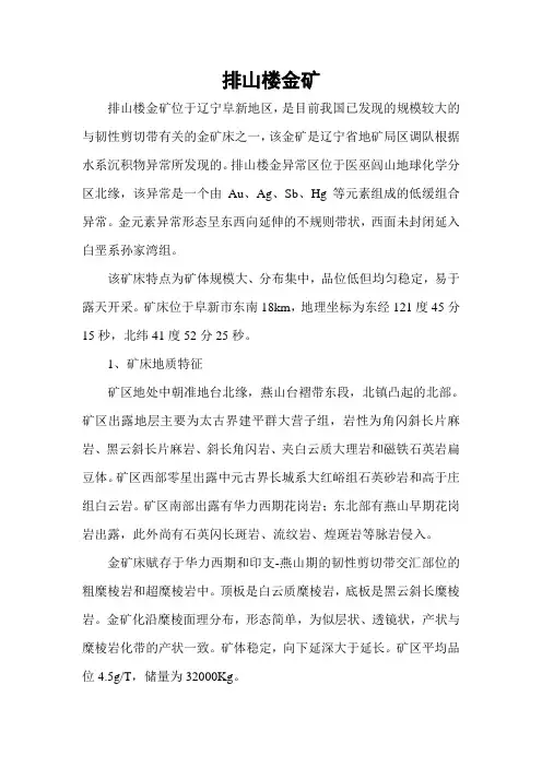 排山楼金矿地质特征
