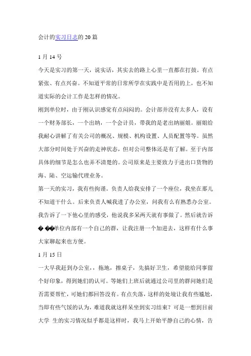 会计的实习日志20篇
