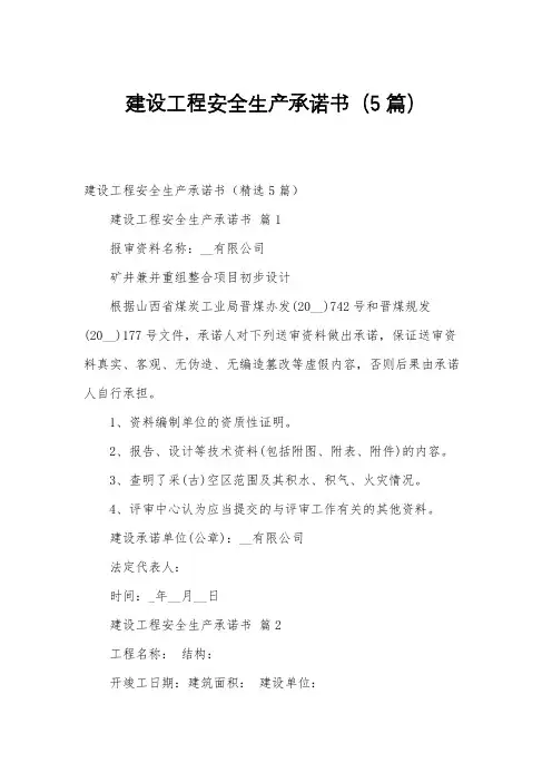 建设工程安全生产承诺书(5篇)