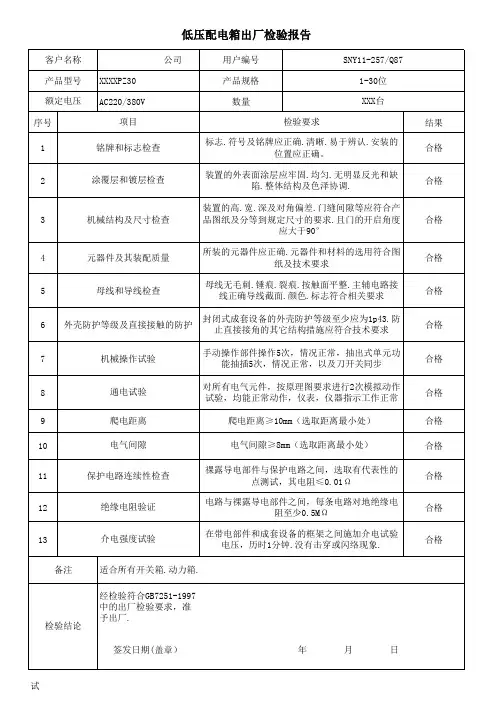 配电箱检验报告1