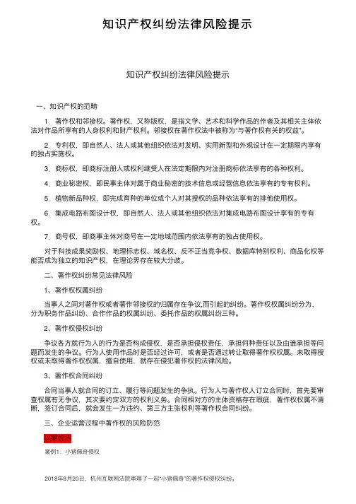 知识产权纠纷法律风险提示