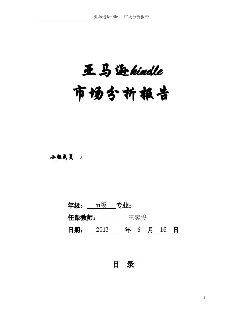 亚马逊kindle市场分析报告