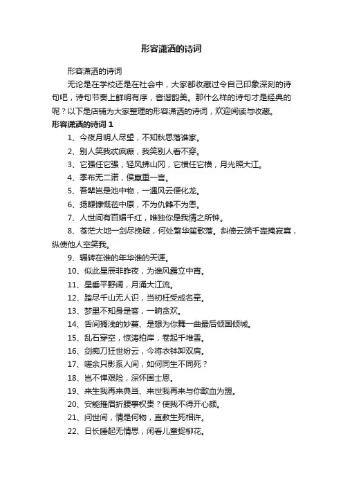 形容潇洒的诗词