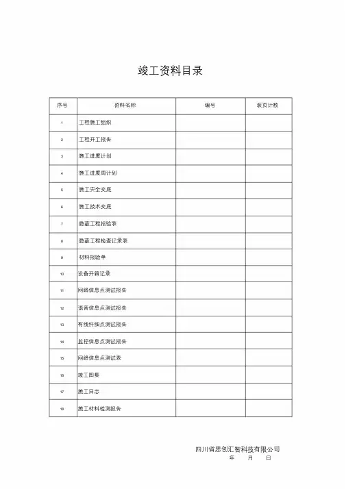 综合布线施工计划(完整版各种表格)