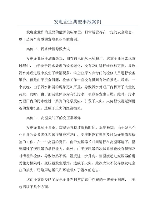 发电企业典型事故案例