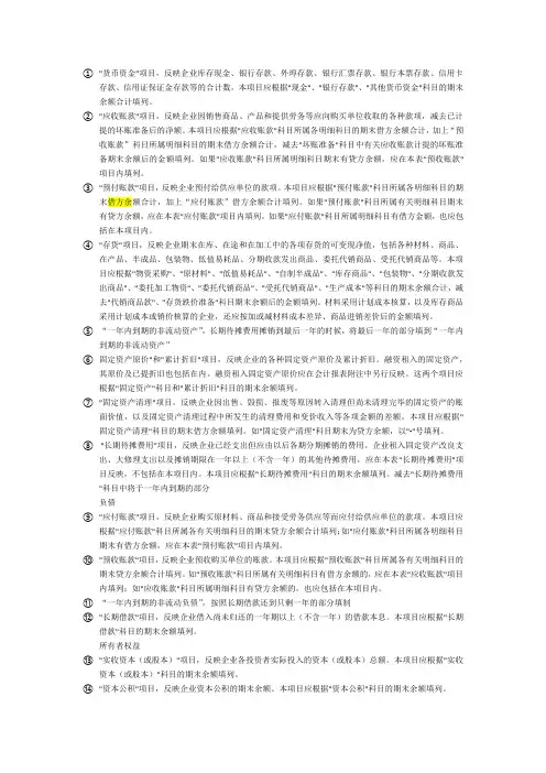 资产负债表的填制