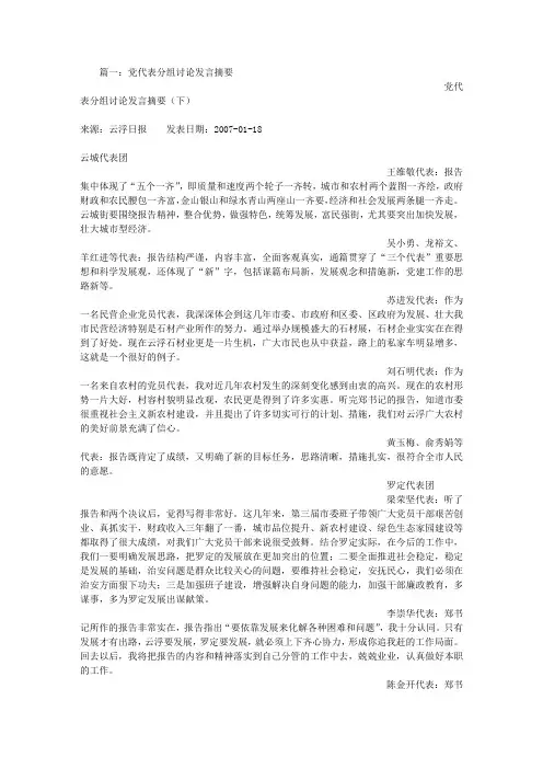 党代表分组讨论发言