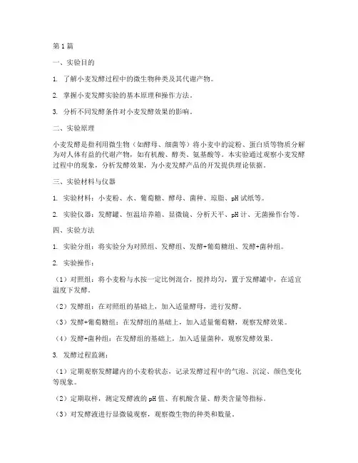 小麦发酵测试实验报告(3篇)