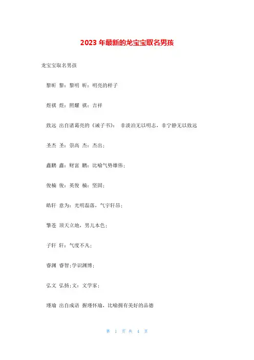 2023年最新的龙宝宝取名男孩