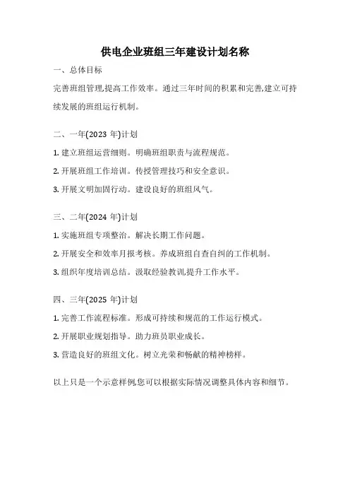 供电企业班组三年建设计划名称