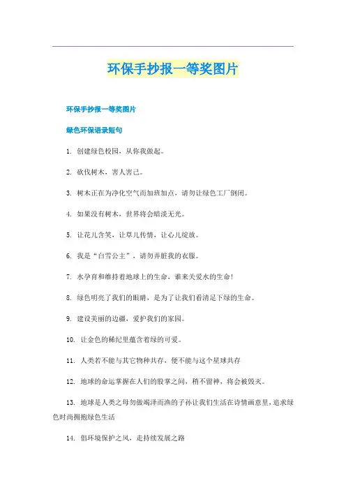 环保手抄报一等奖图片