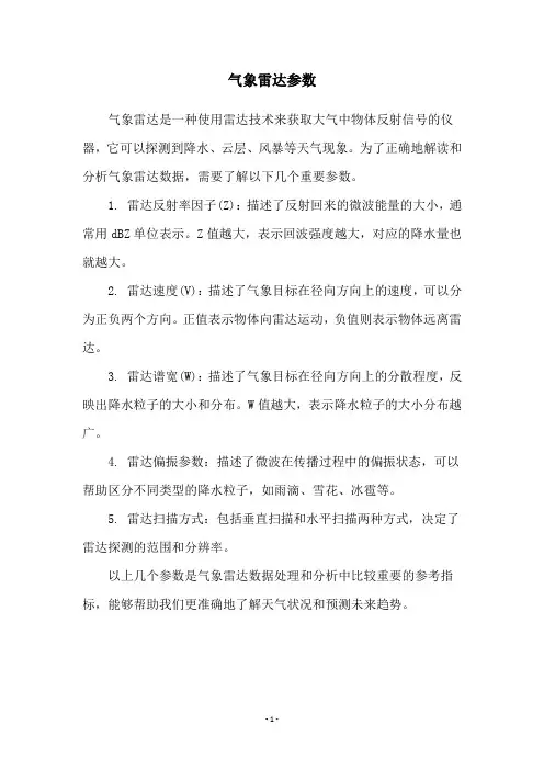 气象雷达参数