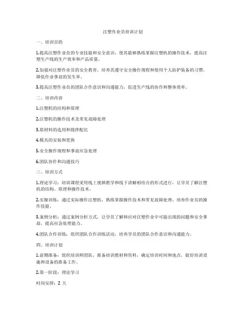 注塑作业员培训计划