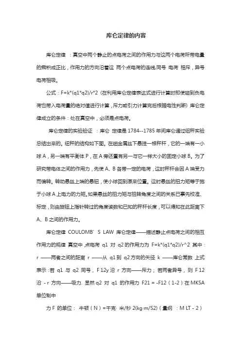 库仑定律的内容