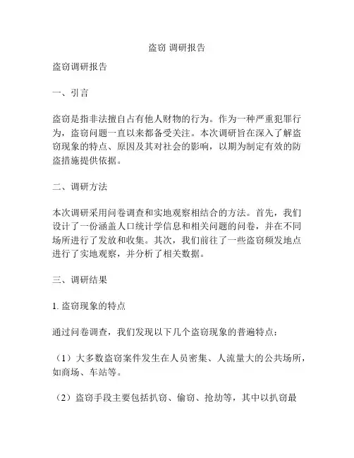 盗窃 调研报告