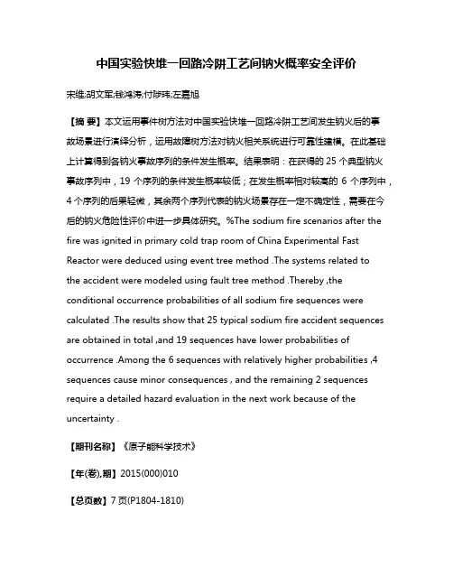 中国实验快堆一回路冷阱工艺间钠火概率安全评价