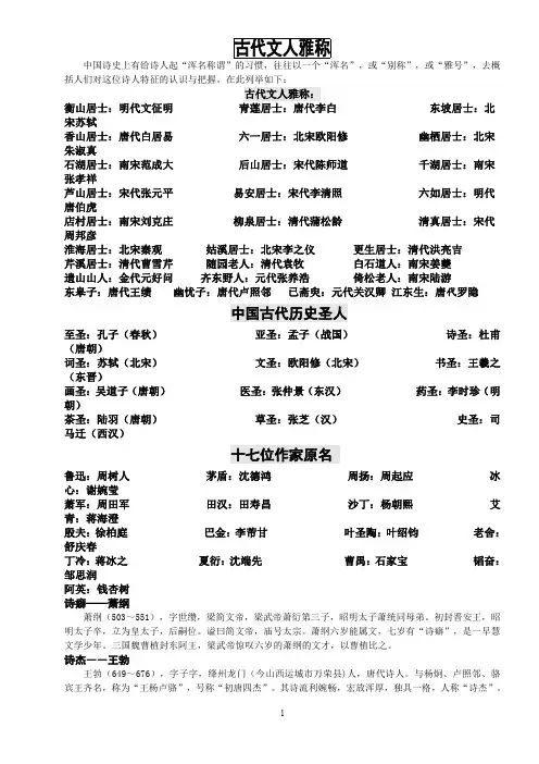 古代文人雅称(印)