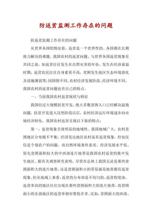 防返贫监测工作存在的问题