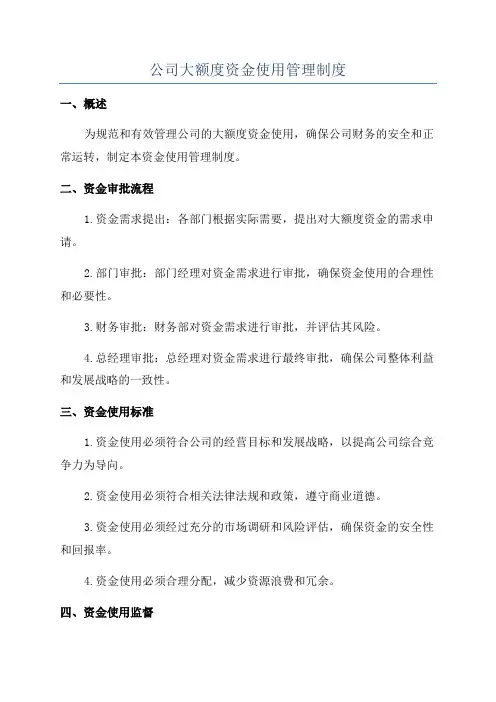 公司大额度资金使用管理制度