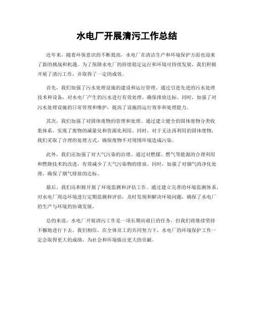 水电厂开展清污工作总结