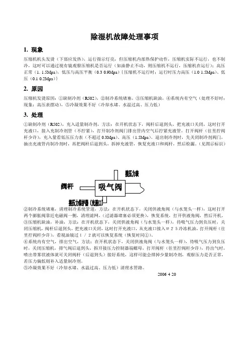 除湿机故障处理事项