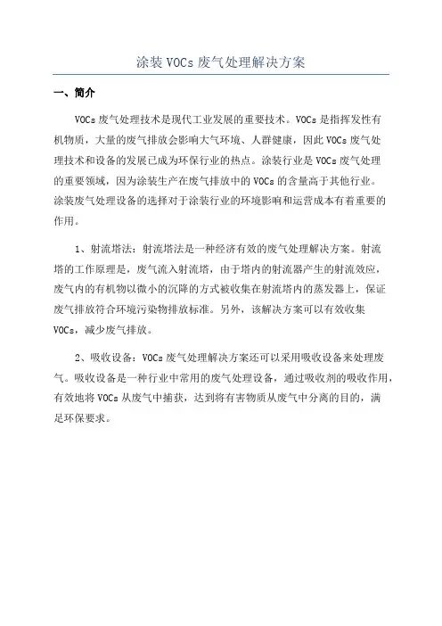 涂装VOCs废气处理解决方案