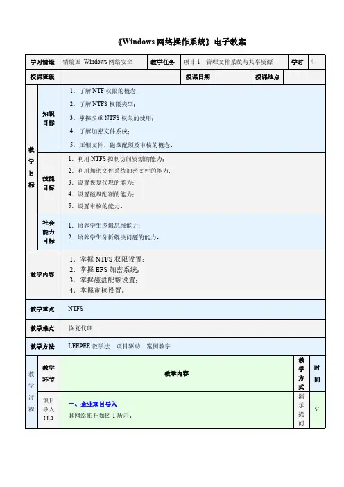 Windows网络操作系统电子教案-Windows网络安全-管理文件系统与共享资源