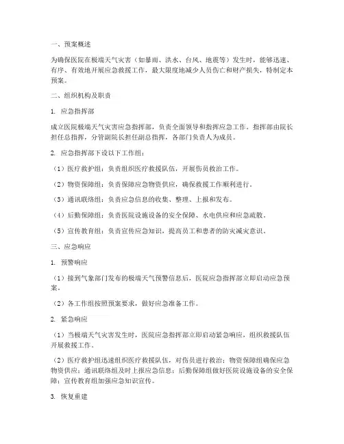 医院极端天气灾害应急预案