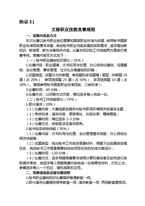 附录31文秘技能竞赛规程