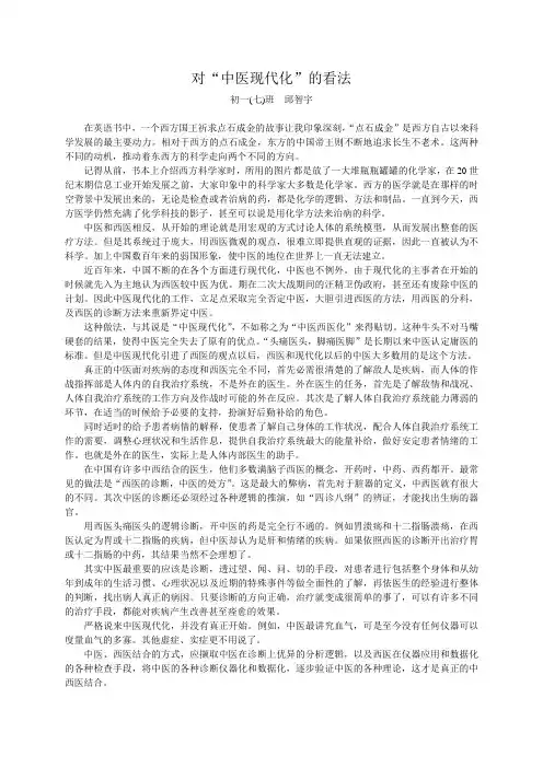 对中医现代化的看法