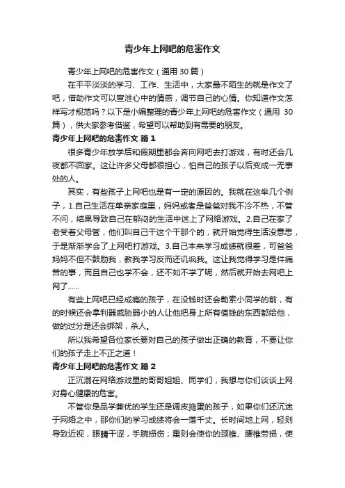 青少年上网吧的危害作文
