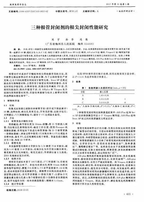 三种根管封闭剂的根尖封闭性能研究