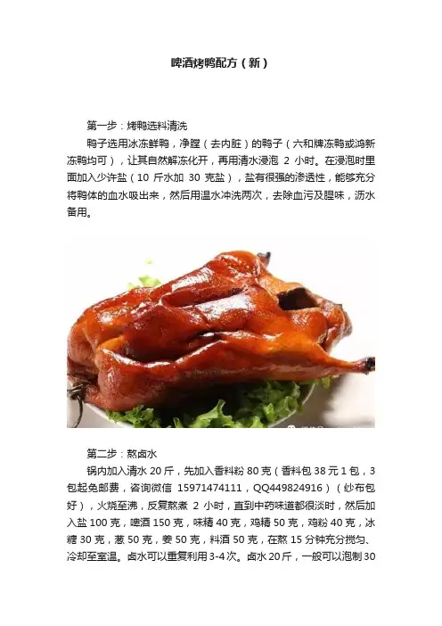 啤酒烤鸭配方（新）