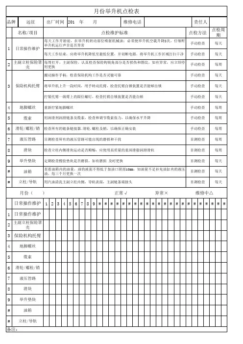 举升机点检表