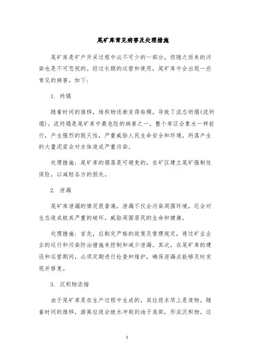 尾矿库常见病害及处理措施