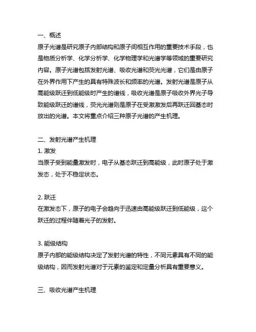 三种原子光谱(发射,吸收与荧光)产生机理