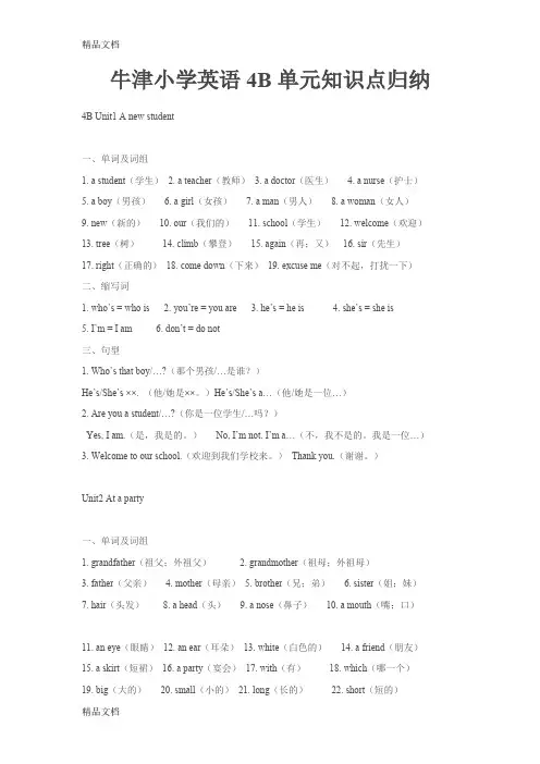 最新四年级上海牛津英语每单元知识点汇总