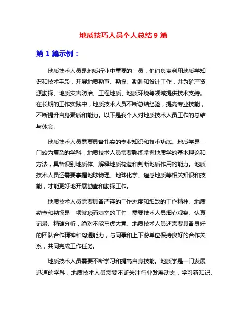 地质技巧人员个人总结9篇