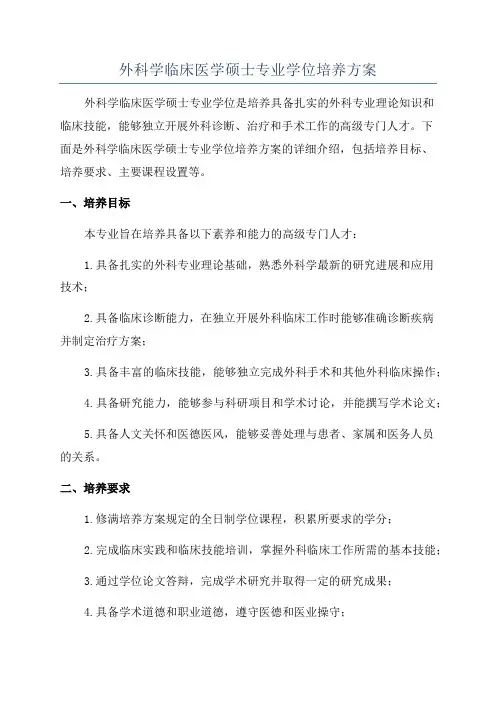 外科学临床医学硕士专业学位培养方案