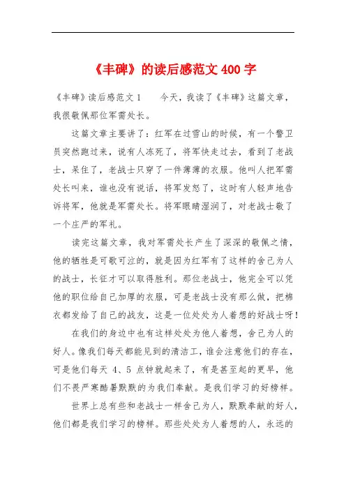 《丰碑》的读后感范文400字