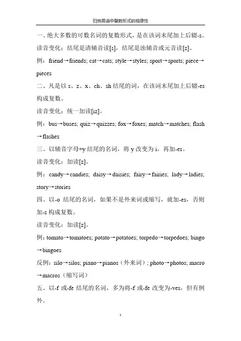 【英语语法】归纳整理英语中复数形式的规律性
