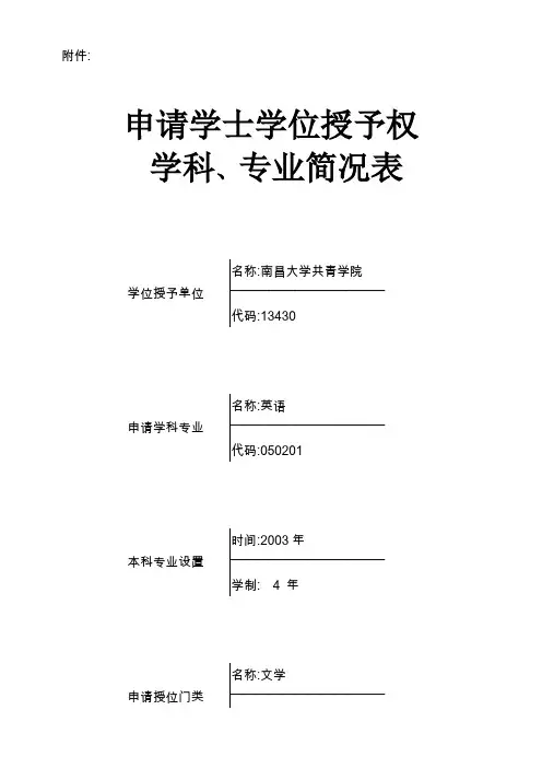 英语本科专业申请学士学位